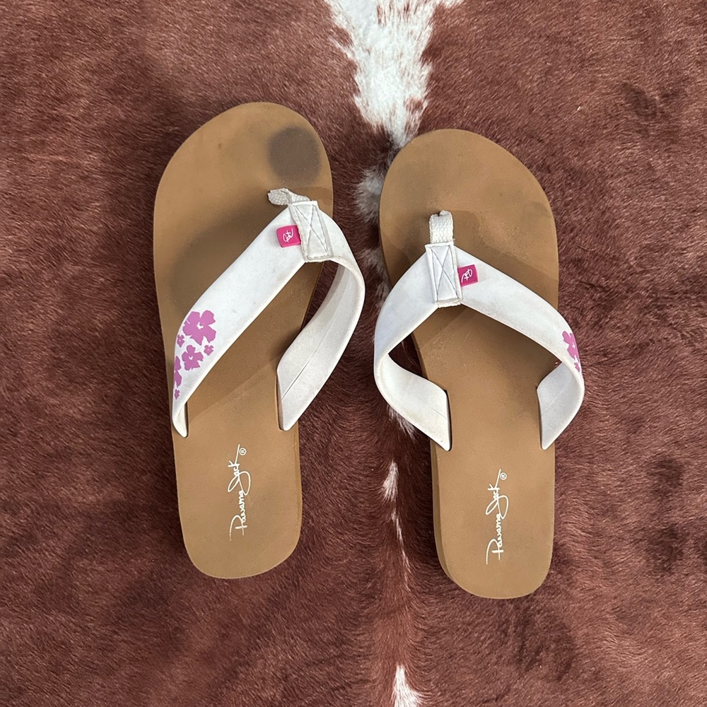 Panama Jack White and Pink Floral Sandals